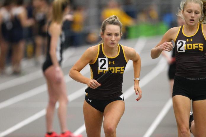 Hannah Vendetta competes at an NJAC Championship her sophomore year. Photo courtesy of Rowan Athletics.