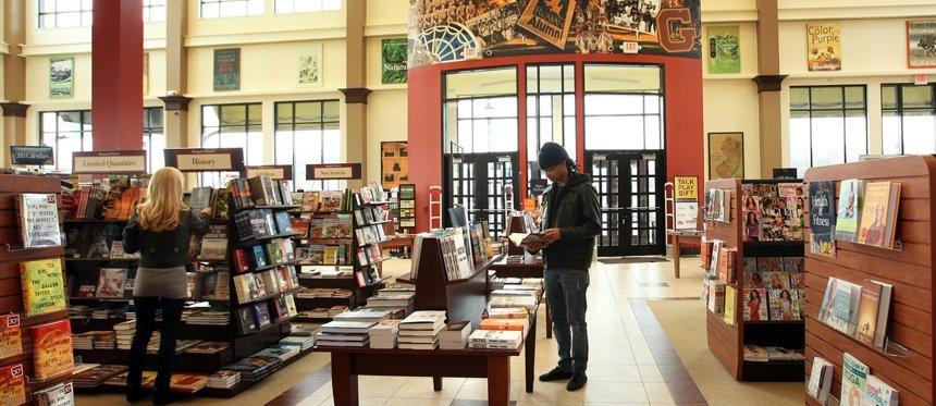People search for their next read inside of Barnes and Noble on Rowan Boulevard. - Photo / Rowan University